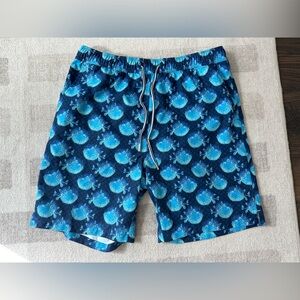 Peter Millar Men’s Seaside Collection Puffer Fish Lined Swim Trunks Blue (Sz M)